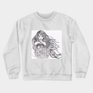 girl with flowers Crewneck Sweatshirt